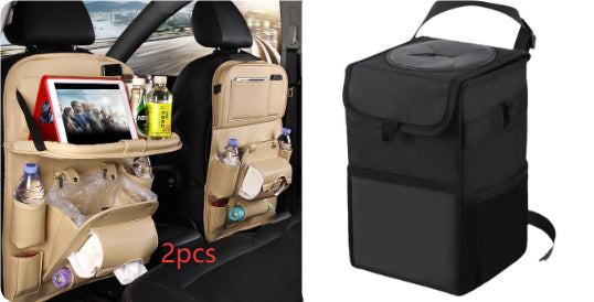 Trend Ritual™ Luxury PU Leather Car Organizer - Seat Back Storage with Folding Tray