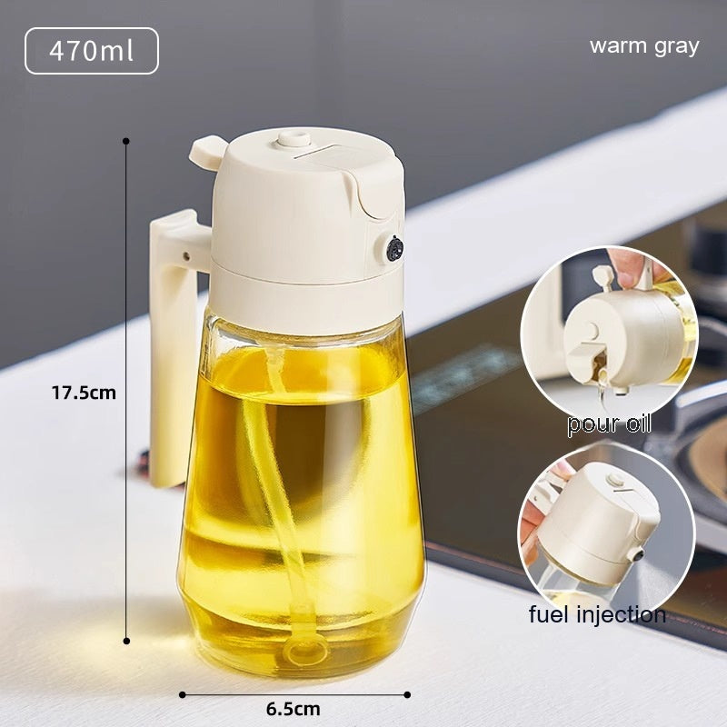 2-in-1 Glass Olive Oil Sprayer & Dispenser – 470ml Leak-Proof Kitchen Bottle