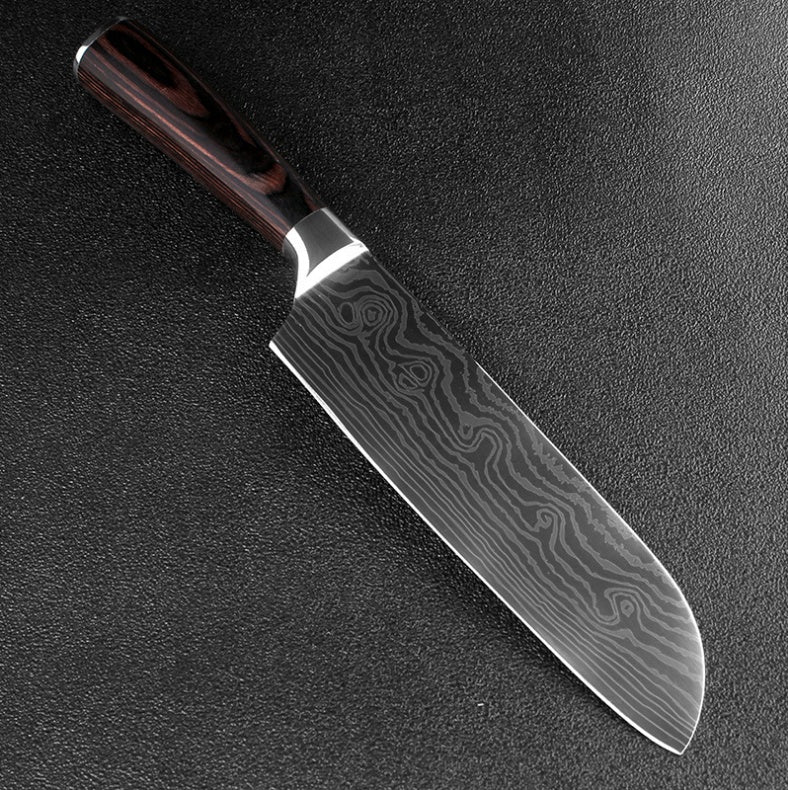 KuroHagane™ Damascus-Style Kitchen Knife Set | Professional 7Cr17 Stainless Steel