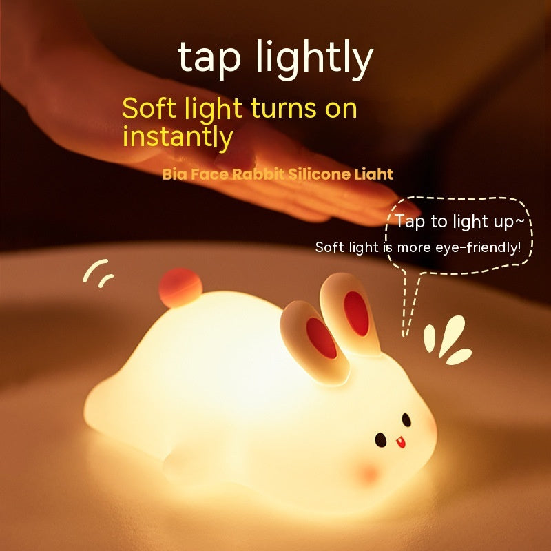 BunnyGlow™ Silicone Touch Sensor Night Light – Portable & Rechargeable Kids' Bedside Lamp