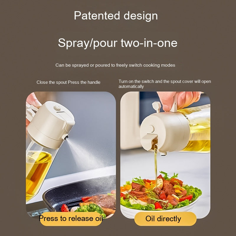 2-in-1 Glass Olive Oil Sprayer & Dispenser – 470ml Leak-Proof Kitchen Bottle