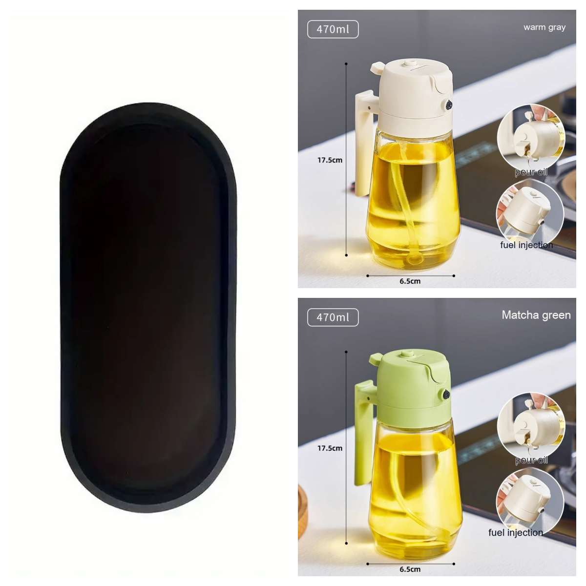 2-in-1 Glass Olive Oil Sprayer & Dispenser – 470ml Leak-Proof Kitchen Bottle