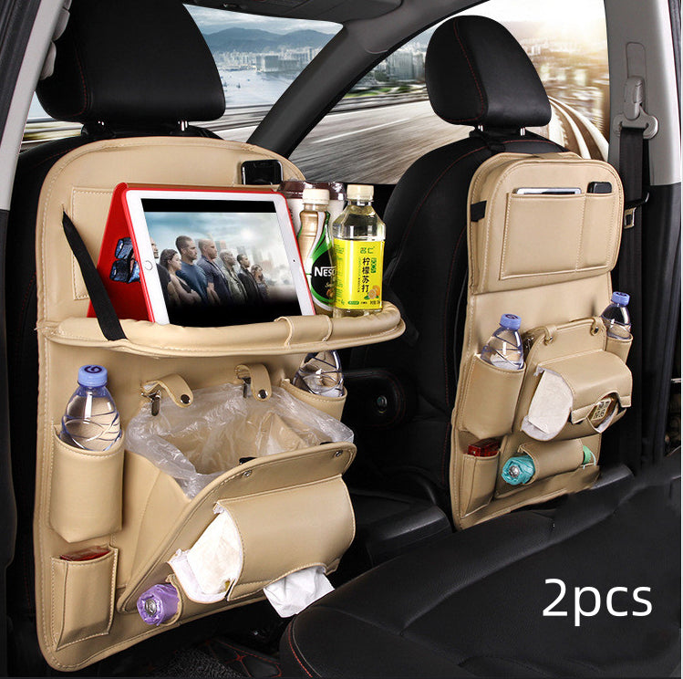 Trend Ritual™ Luxury PU Leather Car Organizer - Seat Back Storage with Folding Tray