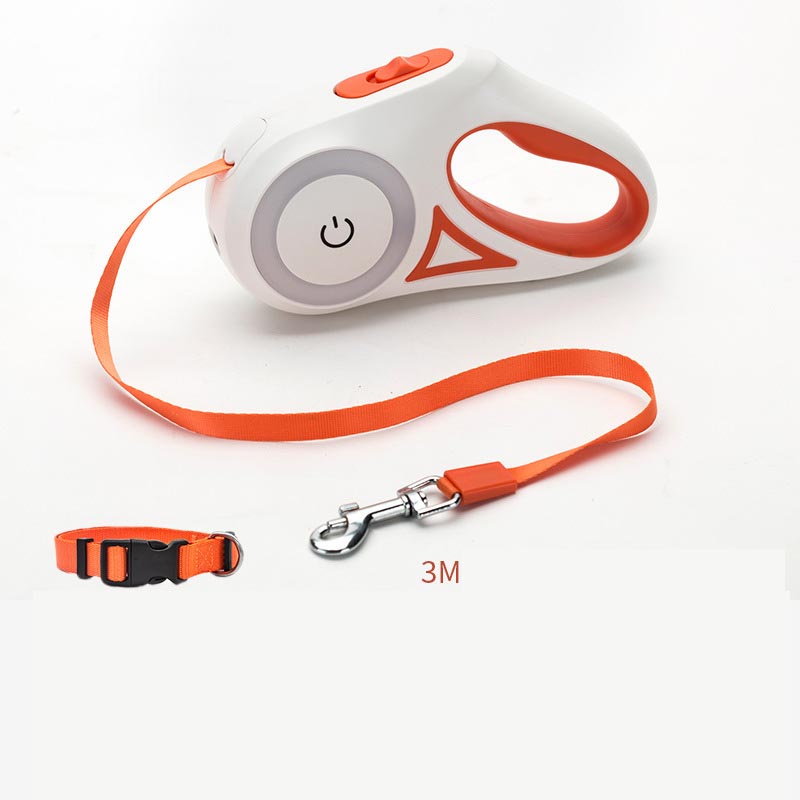 GlowGuide™ LED Retractable Dog Leash – 360° Tangle-Free with Integrated Spotlight
