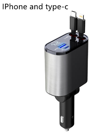 Trend Ritual™ 100W Retractable Super Fast Car Charger - 4-in-1 Rapid Charging Hub
