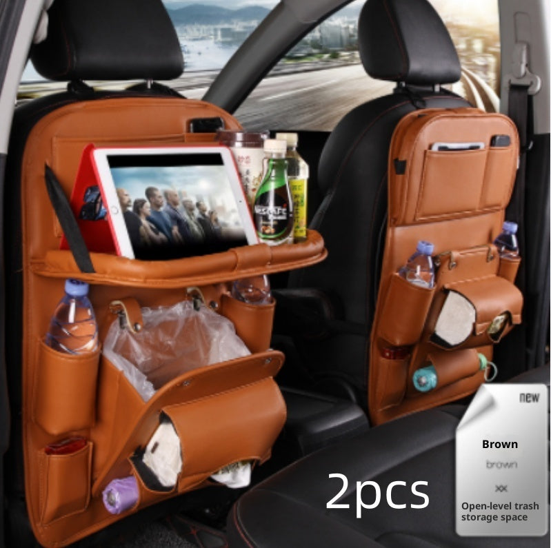 Trend Ritual™ Luxury PU Leather Car Organizer - Seat Back Storage with Folding Tray