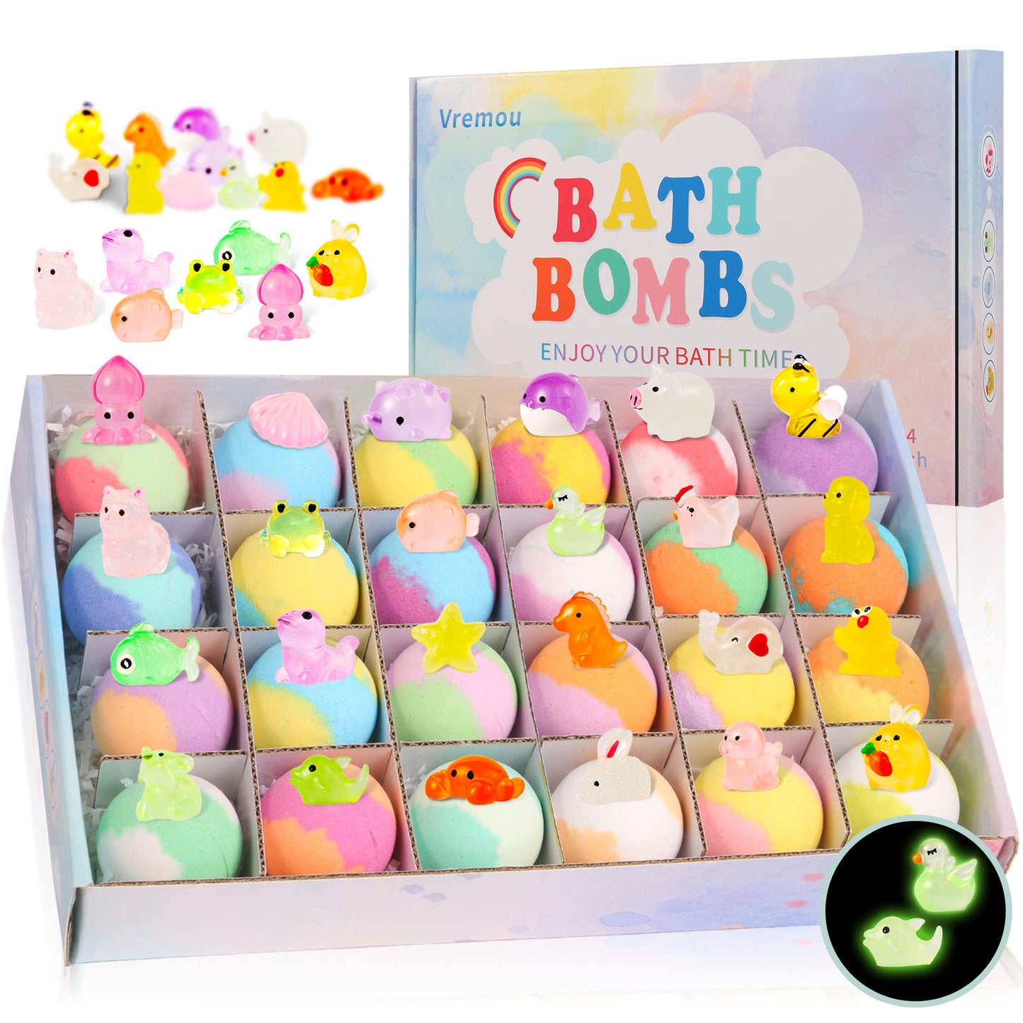 Magic Glow-in-the-Dark Bath Bomb Set - Kids Surpise Doll Fizzy Bubble Bath