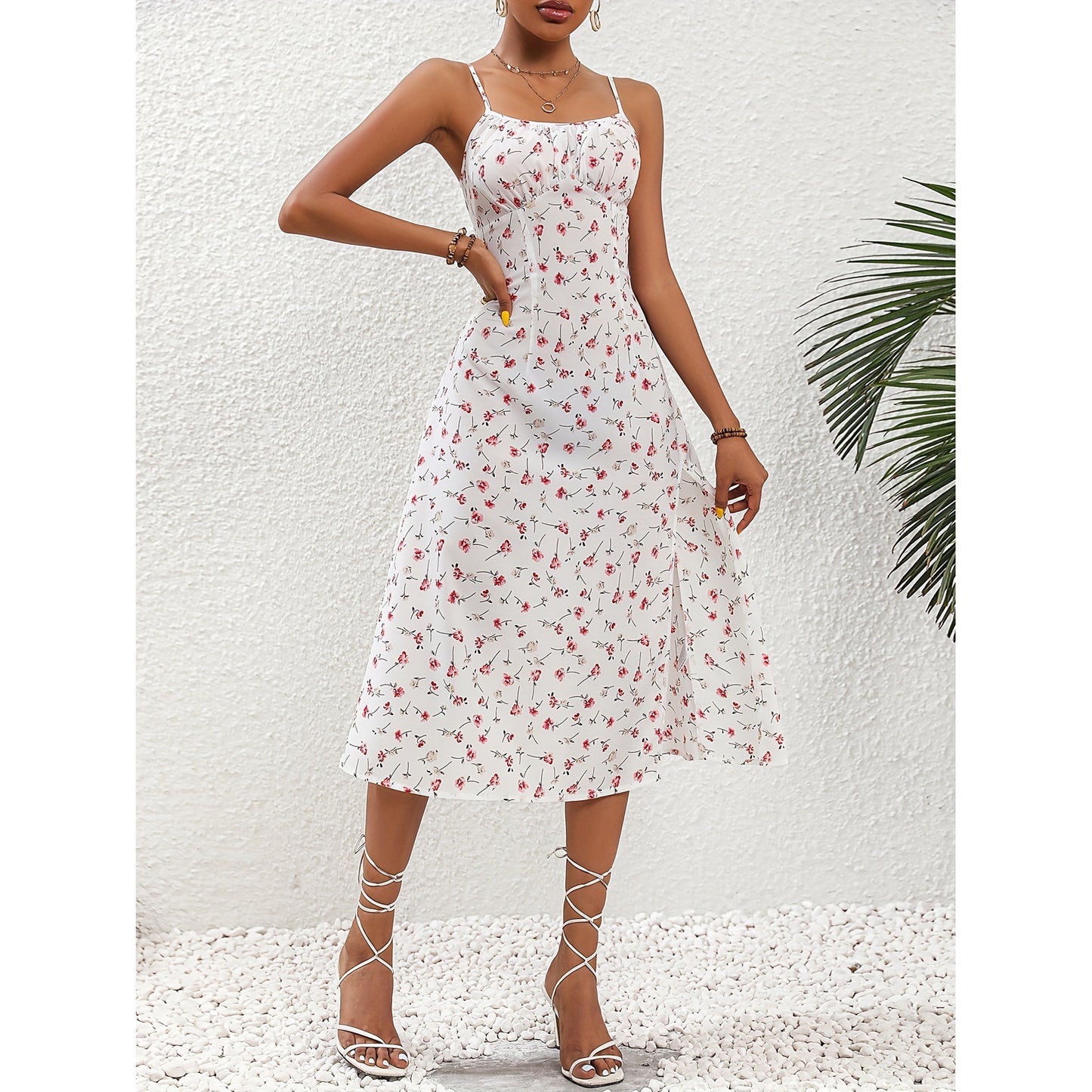 Trend Ritual™ Parisian Polka Dot Maxi Dress - Sexy Side-Split Summer Suspender Dress