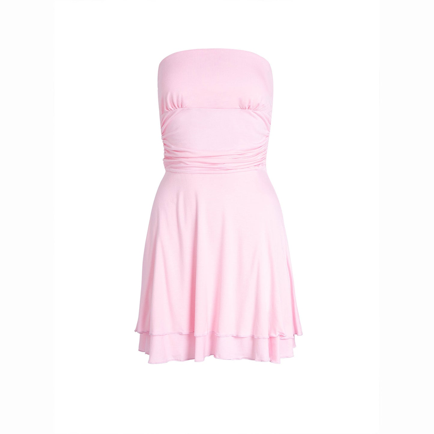 Bella Y2K Pleated Tube-Top Mini Dress – Sexy Strapless Summer Bodycon
