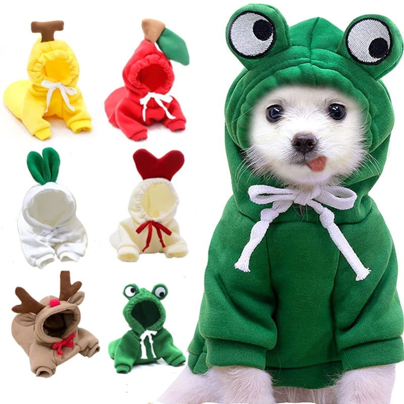 Cute Fruit-Themed Puppy Hoodie - Thick Fleece Winter Coat for Small Dogs & Cats