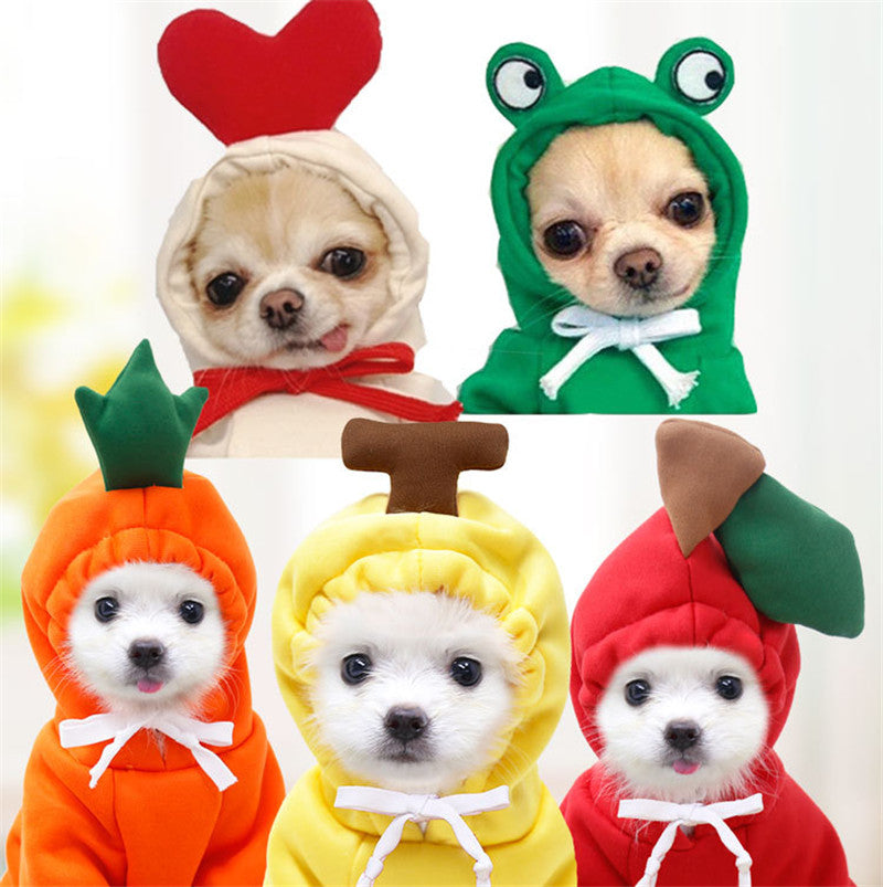 Cute Fruit-Themed Puppy Hoodie - Thick Fleece Winter Coat for Small Dogs & Cats