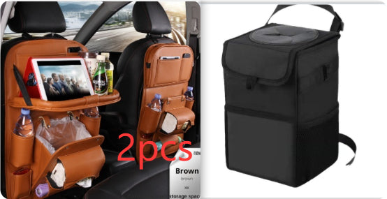 Trend Ritual™ Luxury PU Leather Car Organizer - Seat Back Storage with Folding Tray