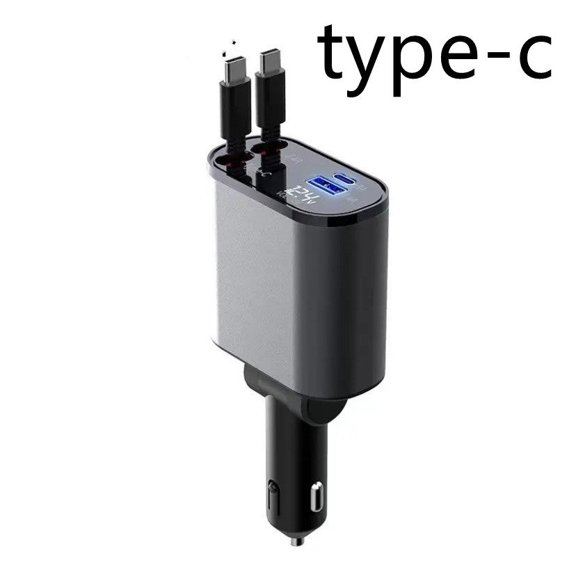 Trend Ritual™ 100W Retractable Super Fast Car Charger - 4-in-1 Rapid Charging Hub
