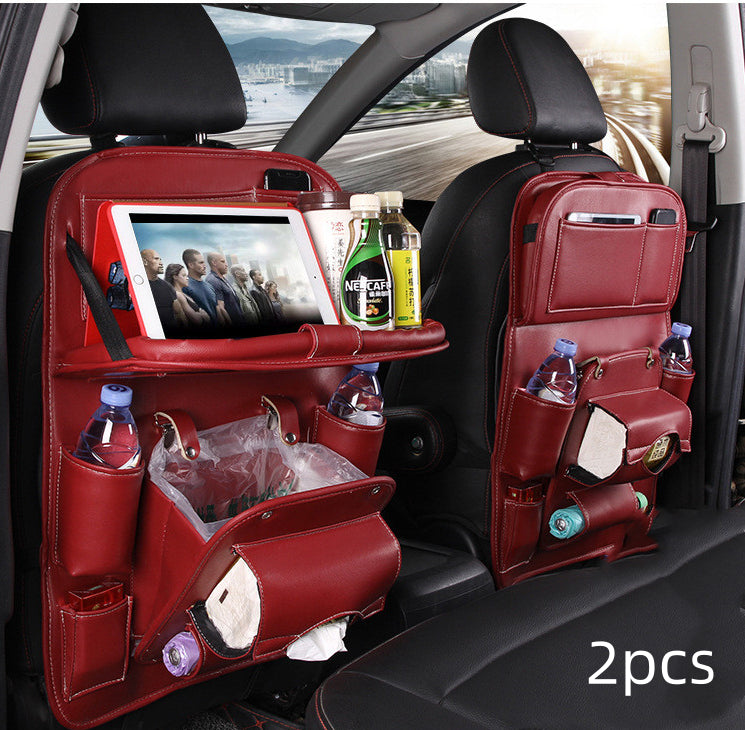 Trend Ritual™ Luxury PU Leather Car Organizer - Seat Back Storage with Folding Tray