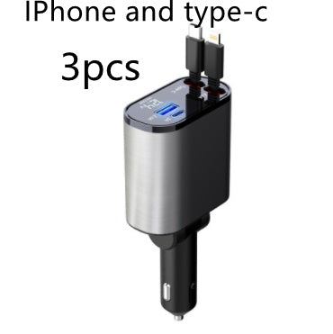 Trend Ritual™ 100W Retractable Super Fast Car Charger - 4-in-1 Rapid Charging Hub