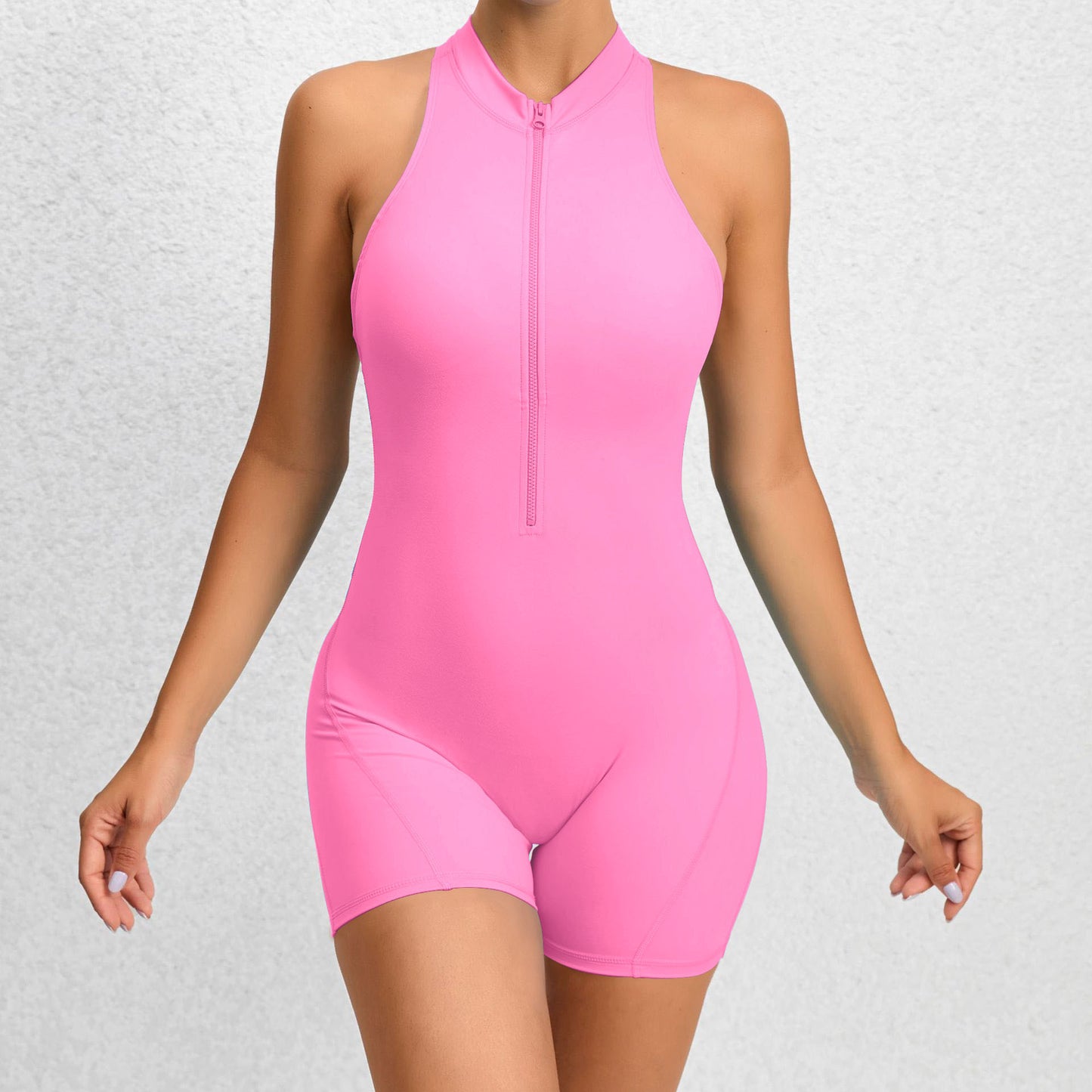 Effortless Contour: Sleeveless Fitness Jumpsuit