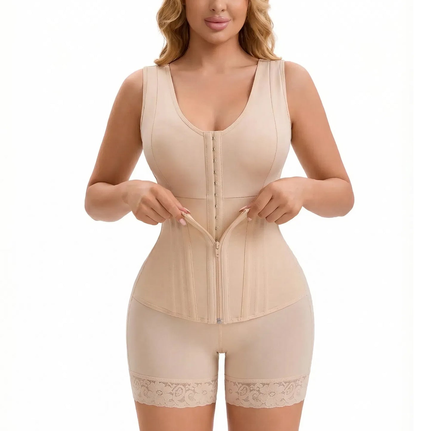 Steel-Core Colombian Faja – High-Compression Overbust Body Shaper