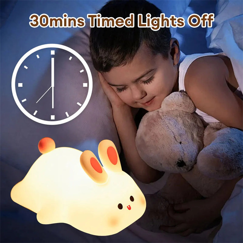 BunnyGlow™ Silicone Touch Sensor Night Light – Portable & Rechargeable Kids' Bedside Lamp