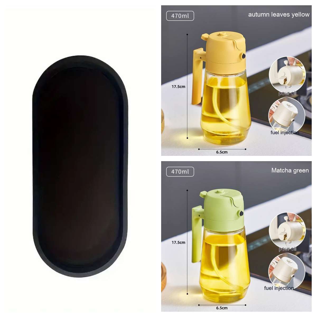 2-in-1 Glass Olive Oil Sprayer & Dispenser – 470ml Leak-Proof Kitchen Bottle