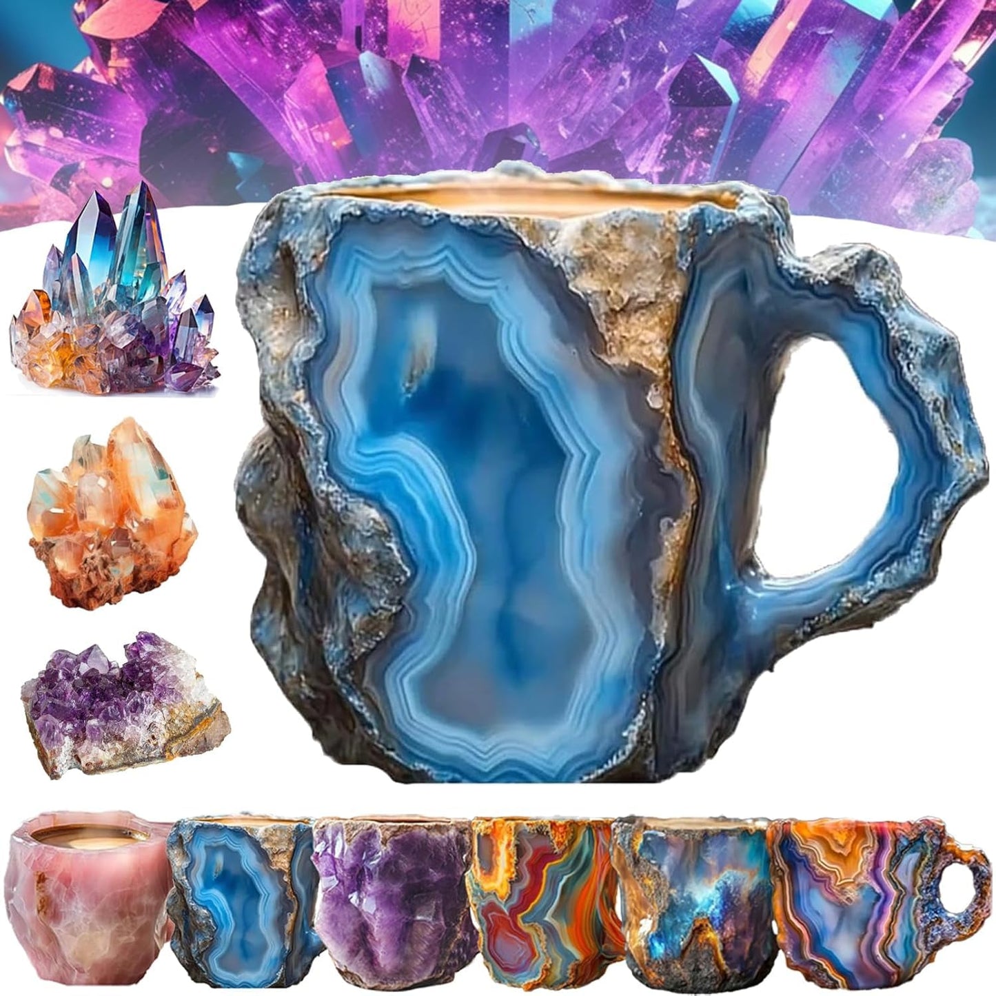 Trend Ritual™ Ethereal Geode Resin Mug - 400ml Handcrafted Mineral Crystal Cup