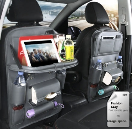 Trend Ritual™ Luxury PU Leather Car Organizer - Seat Back Storage with Folding Tray