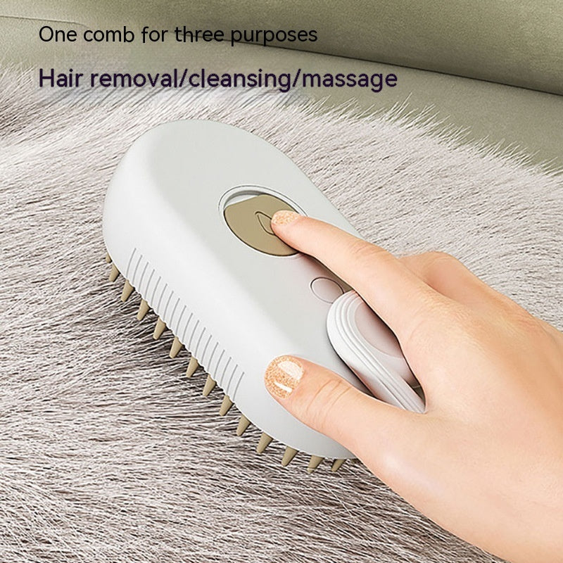 Mist & Massage™ 3-in-1 Pet Steam Brush – Electric Anti-Static Grooming & Deshedding Tool