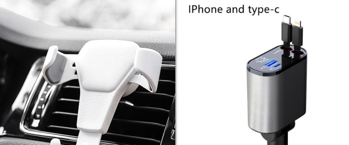 Trend Ritual™ 100W Retractable Super Fast Car Charger - 4-in-1 Rapid Charging Hub