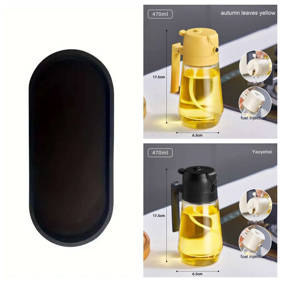 2-in-1 Glass Olive Oil Sprayer & Dispenser – 470ml Leak-Proof Kitchen Bottle