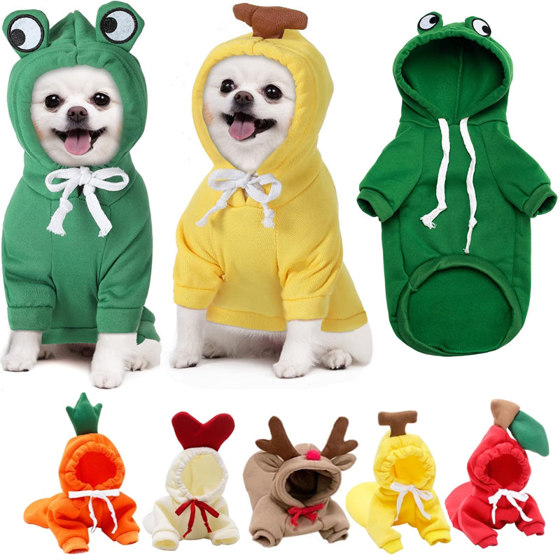 Cute Fruit-Themed Puppy Hoodie - Thick Fleece Winter Coat for Small Dogs & Cats