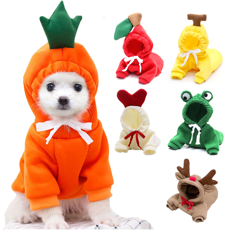 Cute Fruit-Themed Puppy Hoodie - Thick Fleece Winter Coat for Small Dogs & Cats