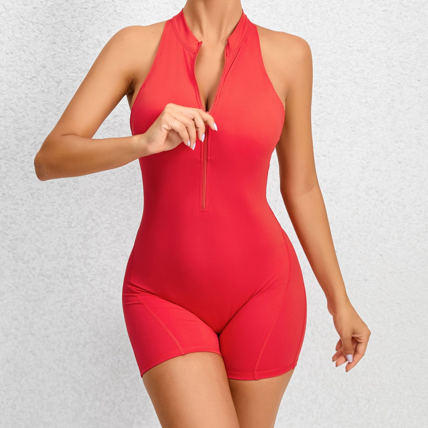Effortless Contour: Sleeveless Fitness Jumpsuit