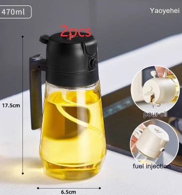 2-in-1 Glass Olive Oil Sprayer & Dispenser – 470ml Leak-Proof Kitchen Bottle