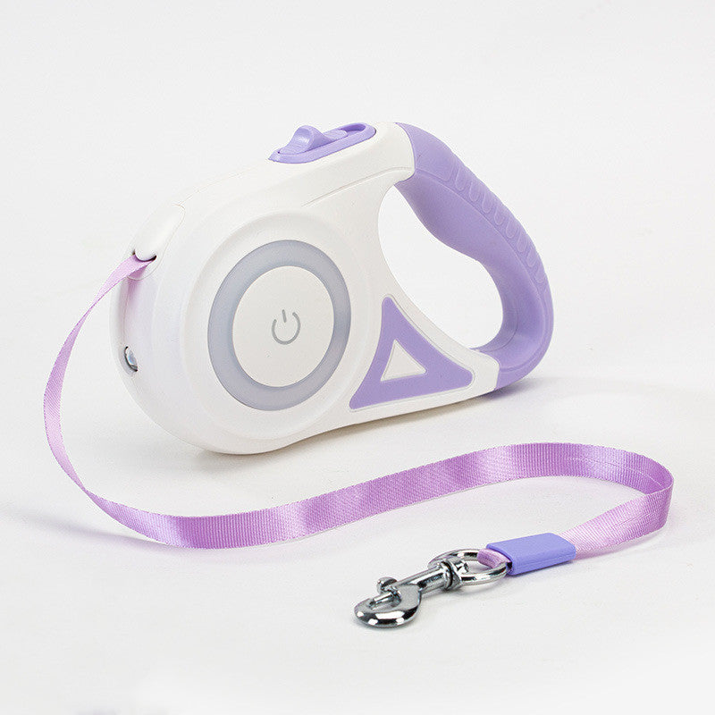 GlowGuide™ LED Retractable Dog Leash – 360° Tangle-Free with Integrated Spotlight