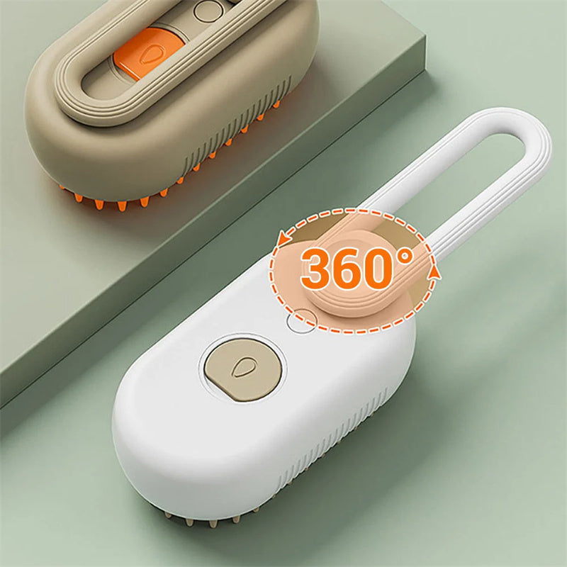 Mist & Massage™ 3-in-1 Pet Steam Brush – Electric Anti-Static Grooming & Deshedding Tool