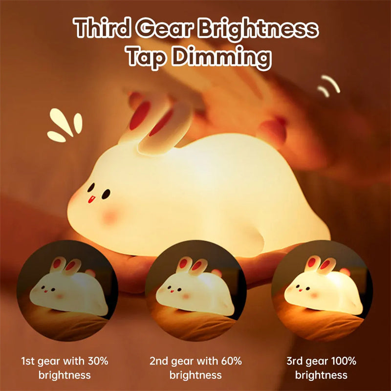 BunnyGlow™ Silicone Touch Sensor Night Light – Portable & Rechargeable Kids' Bedside Lamp