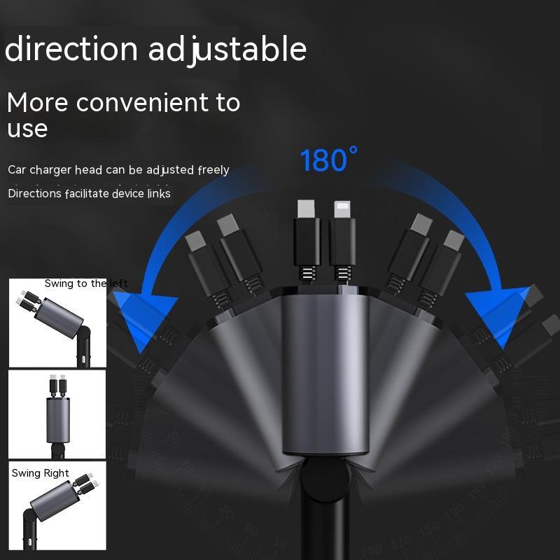 Trend Ritual™ 100W Retractable Super Fast Car Charger - 4-in-1 Rapid Charging Hub