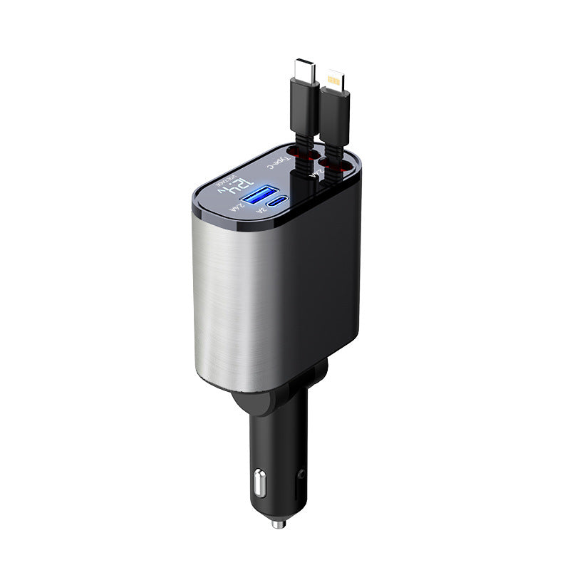 Trend Ritual™ 100W Retractable Super Fast Car Charger - 4-in-1 Rapid Charging Hub