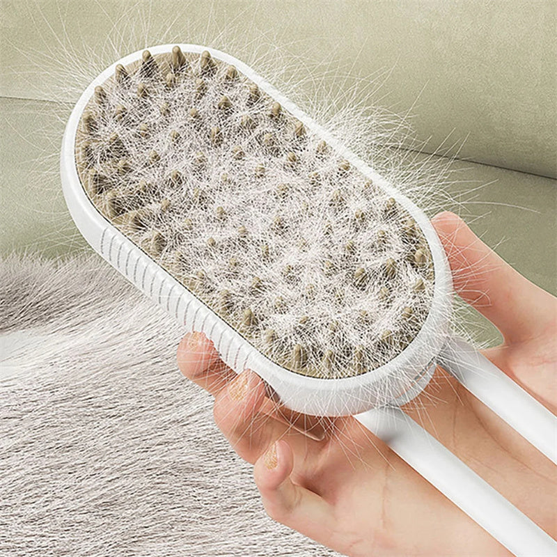 Mist & Massage™ 3-in-1 Pet Steam Brush – Electric Anti-Static Grooming & Deshedding Tool