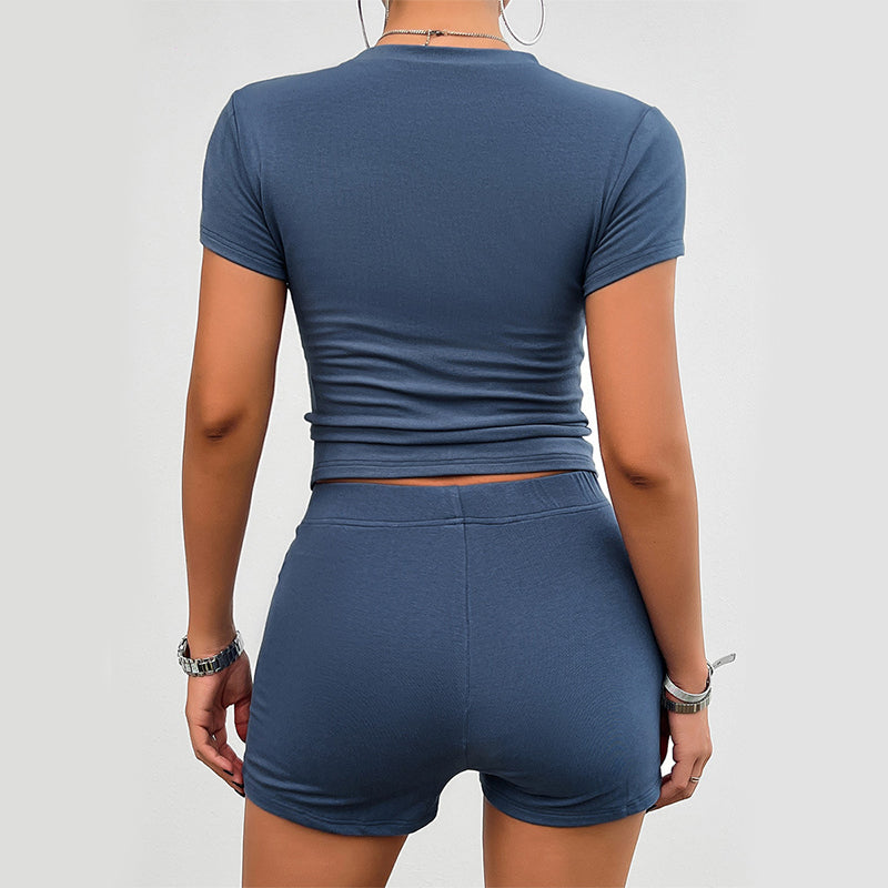 Short Sleeve Tee & High-Waist Athletic Shorts Set