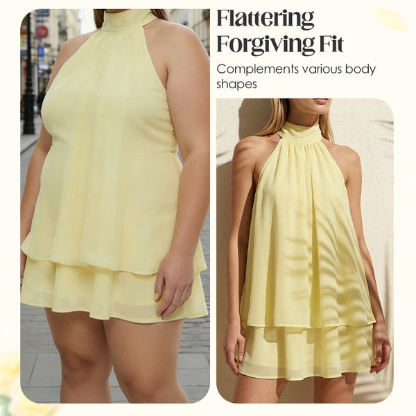 Flowy Halter Drop-Waist Mini Dress
