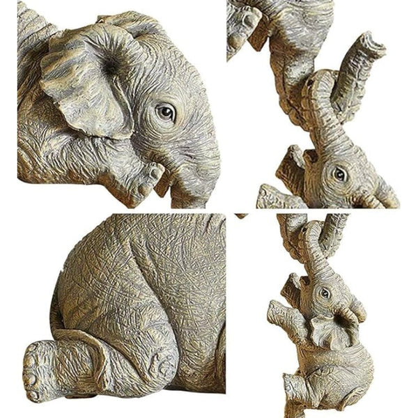 Rustic Elephant Family Shelf Set