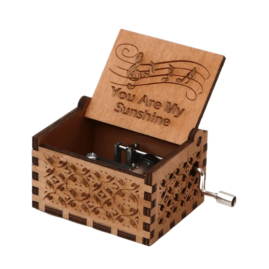 Personalized Hand-Crank Wooden Music Box - Choose from 30+ Melodies